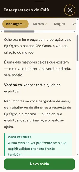 Aba Mensagem da caída: o recado do Odù