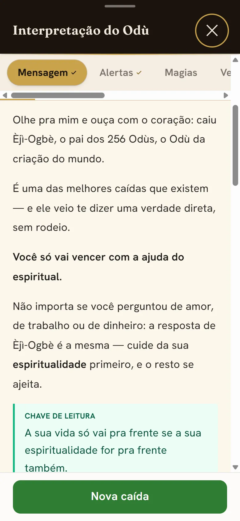 Aba Mensagem da caída: o recado do Odù