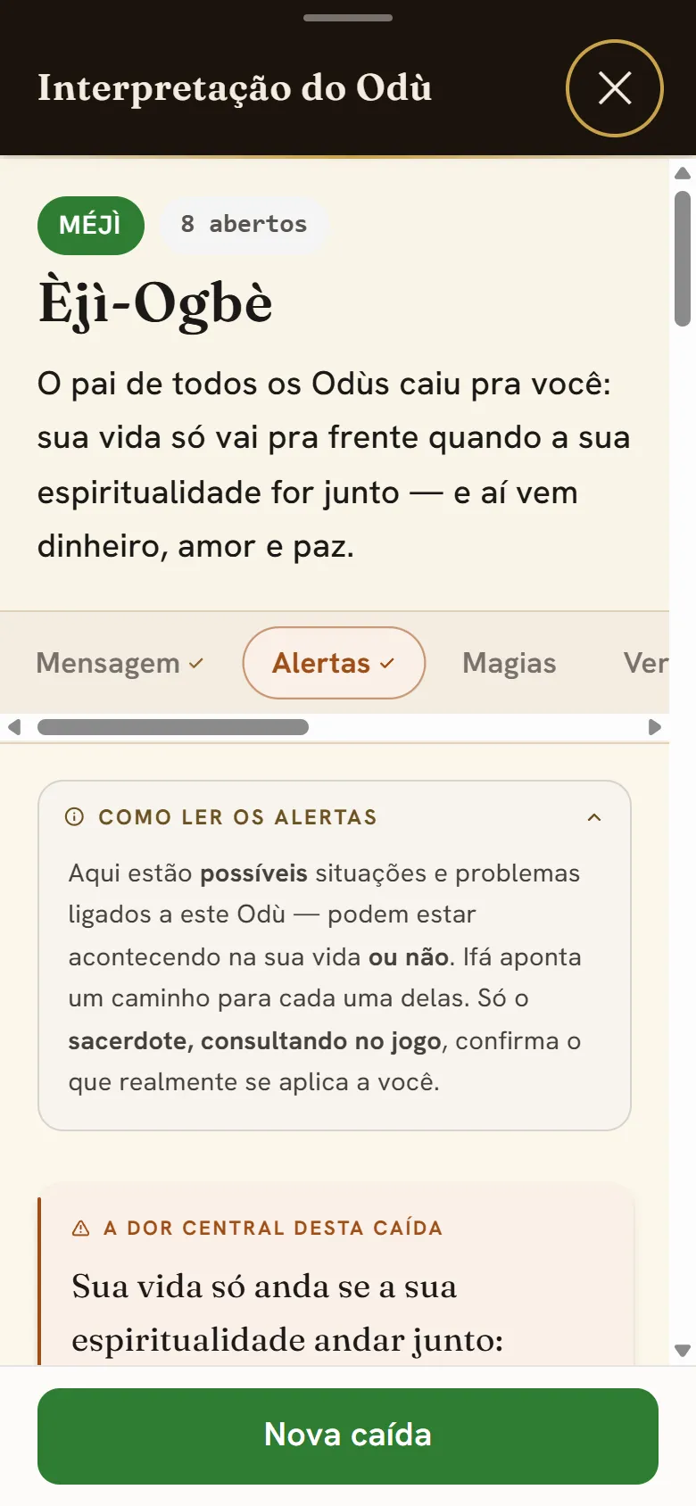Aba Alertas aberta no app, com a fita de abas e o conteúdo — o que avisar antes