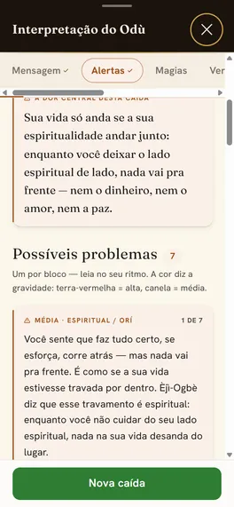 Aba Alertas da caída: o que avisar antes