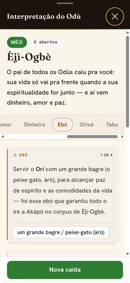 Aba Ebó da caída: o ebó que o próprio Odù pede