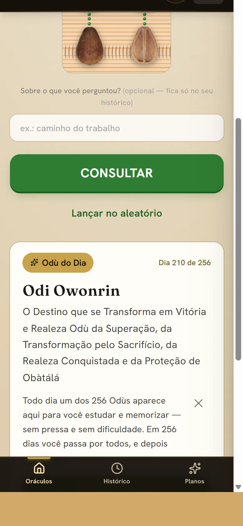 A caída acontecendo na tela do app